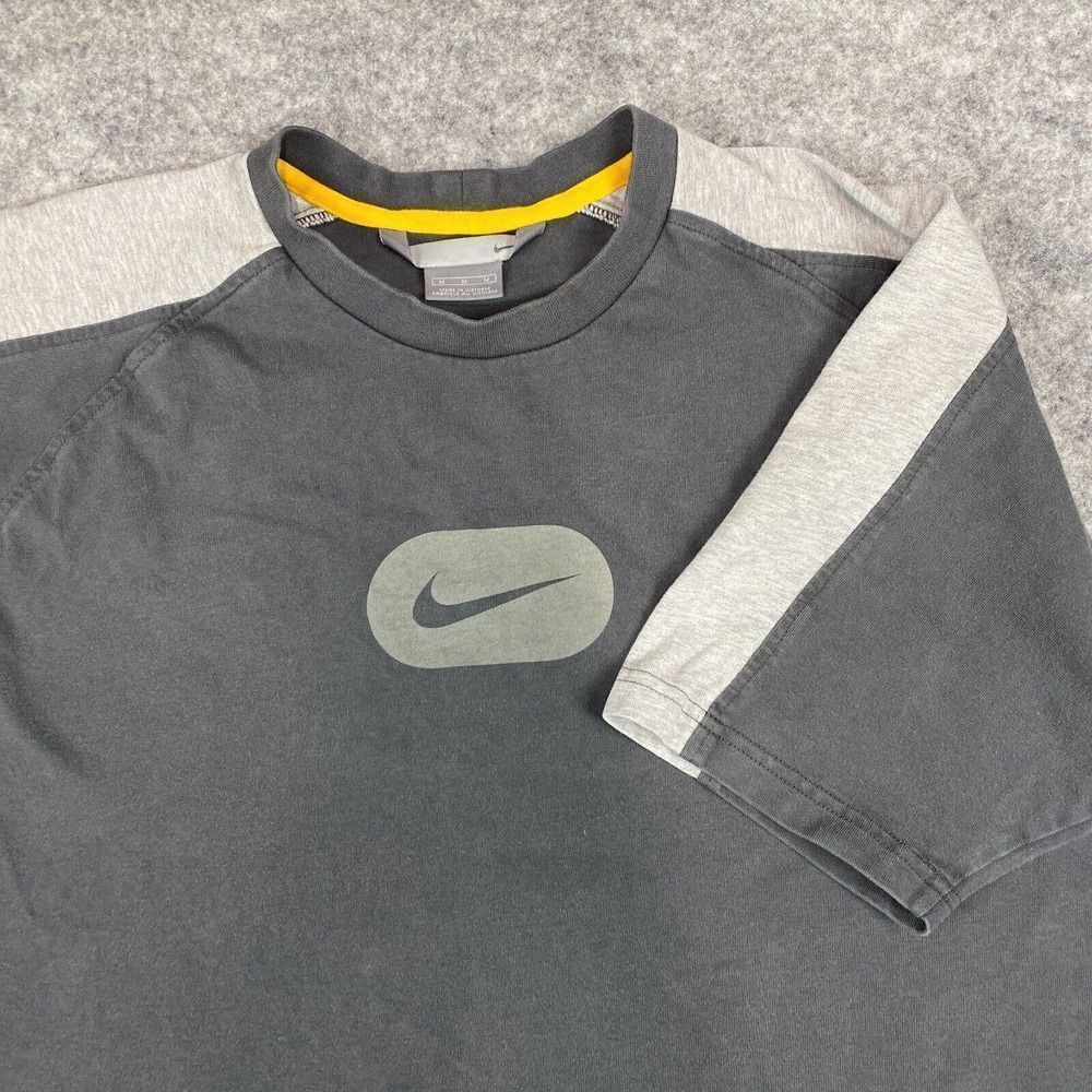 Nike Mens T Shirt Medium Pullover Grey Center Swoosh 100% Cotton